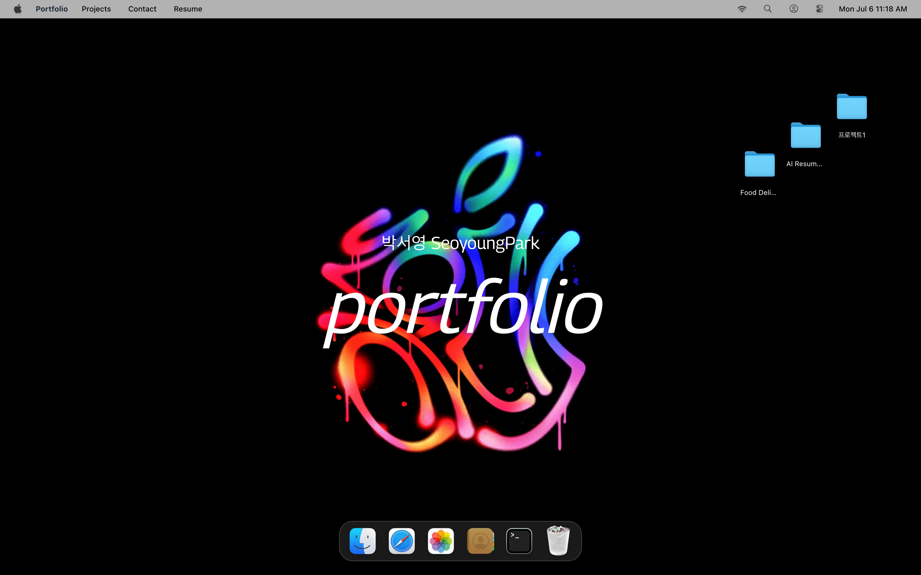 macOS Portfolio 화면 미리보기